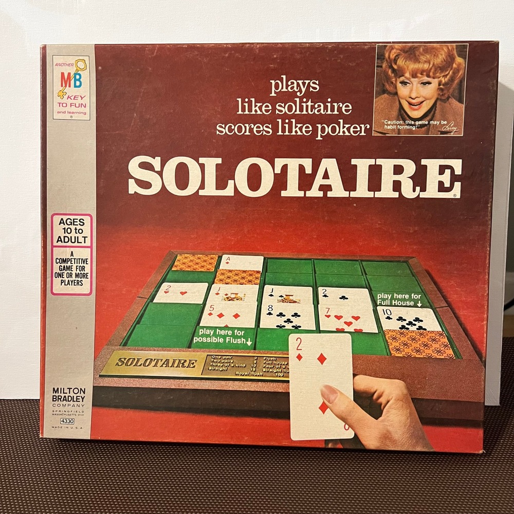 Vintage Milton Bradley Solotaire Board Game 4330 Poker Solitaire 1970s Complete
